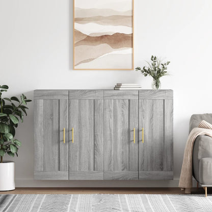 Wall Mounted Cabinets 2 pcs Engineered Wood Tube Gold Grey sonoma