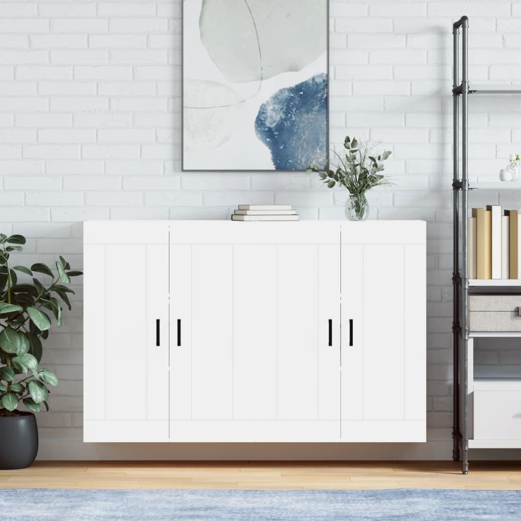Wall Mounted Cabinets 2 pcs Engineered Wood U Shape Black White
