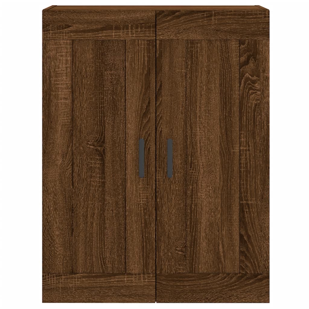 Wall Mounted Cabinets 2 pcs Engineered Wood Round Black Brown oak