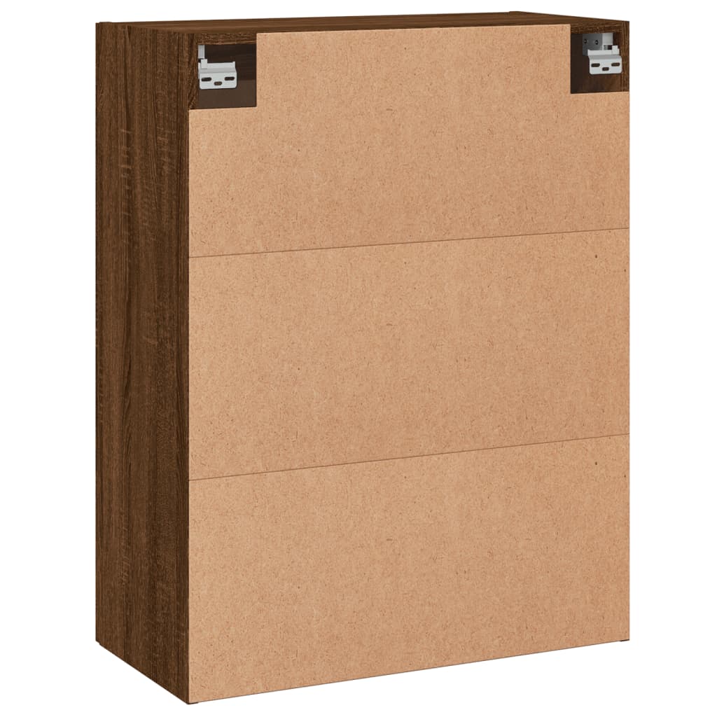 Wall Mounted Cabinets 2 pcs Engineered Wood Round Black Brown oak
