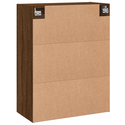 Wall Mounted Cabinets 2 pcs Engineered Wood Round Black Brown oak