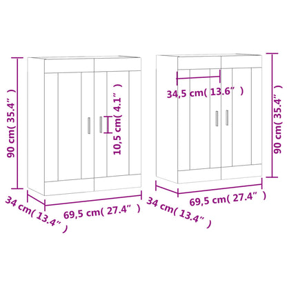 vidaXL Wall Mounted Cabinets 2 pcs High Gloss White Engineered Wood