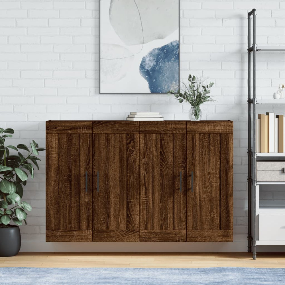 vidaXL Wall Mounted Cabinets 2 pcs Engineered Wood Tube Black