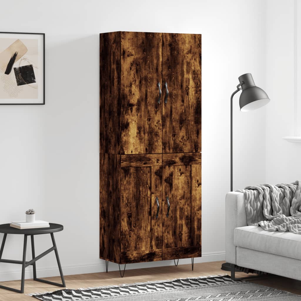 Highboard 69.5x34x180 cm Engineered Wood 2 Wood Doors Smoked oak