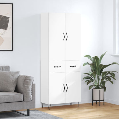Highboard 69.5x34x180 cm Engineered Wood 2 Doors 2 Drawers White