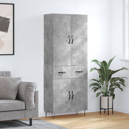 Highboard 69.5x34x180 cm Engineered Wood 2 Doors 2 Drawers Concrete grey