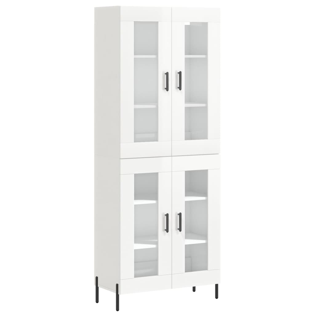 vidaXL Highboard High Gloss White 69.5x34x180 cm Engineered Wood