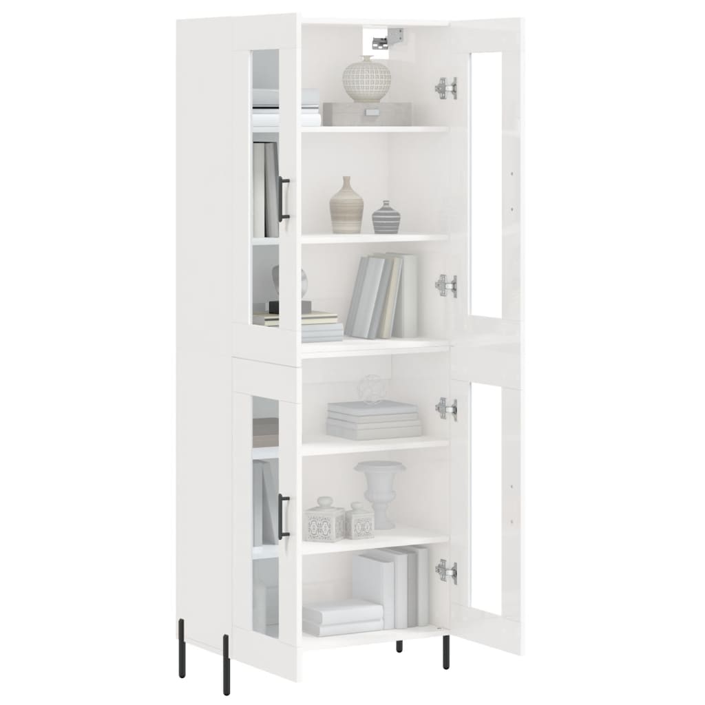 vidaXL Highboard High Gloss White 69.5x34x180 cm Engineered Wood