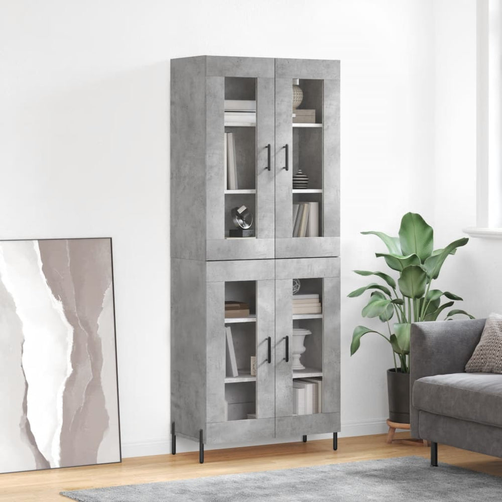 vidaXL Highboard 69.5x34x180 cm Engineered Wood 2 Glass Doors
