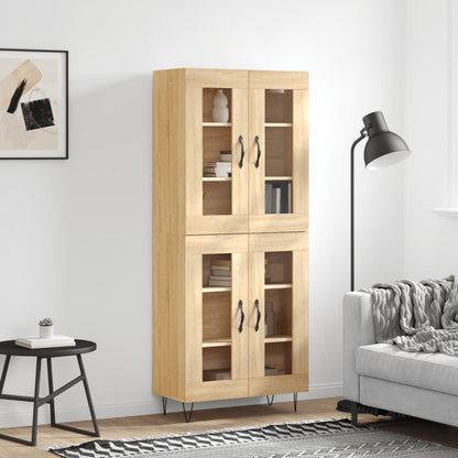 Highboard 69.5x34x180 cm Engineered Wood 2 Glass Doors Sonoma oak