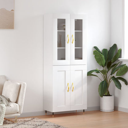 Highboard 69.5x34x180 cm Engineered Wood 2 Wood Doors White