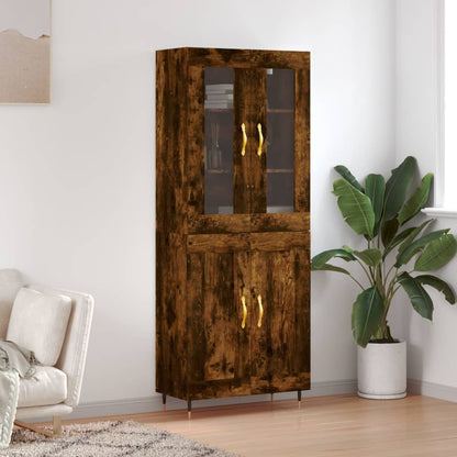 Highboard 69.5x34x180 cm Engineered Wood 2 Wood Doors Smoked oak