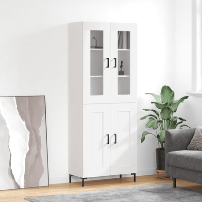 Highboard 69.5x34x180 cm Engineered Wood 2 Wood Doors White