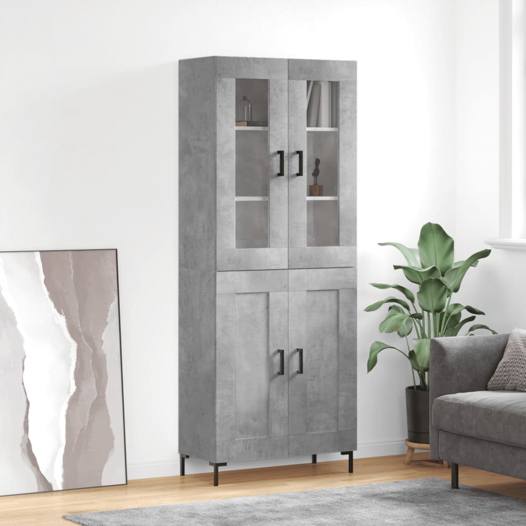 Highboard 69.5x34x180 cm Engineered Wood 2 Wood Doors Concrete grey