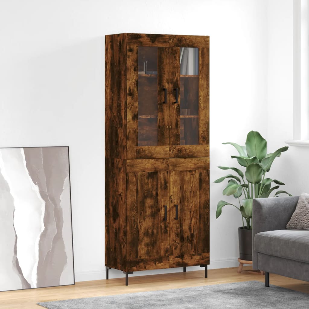 Highboard 69.5x34x180 cm Engineered Wood 2 Wood Doors Smoked oak