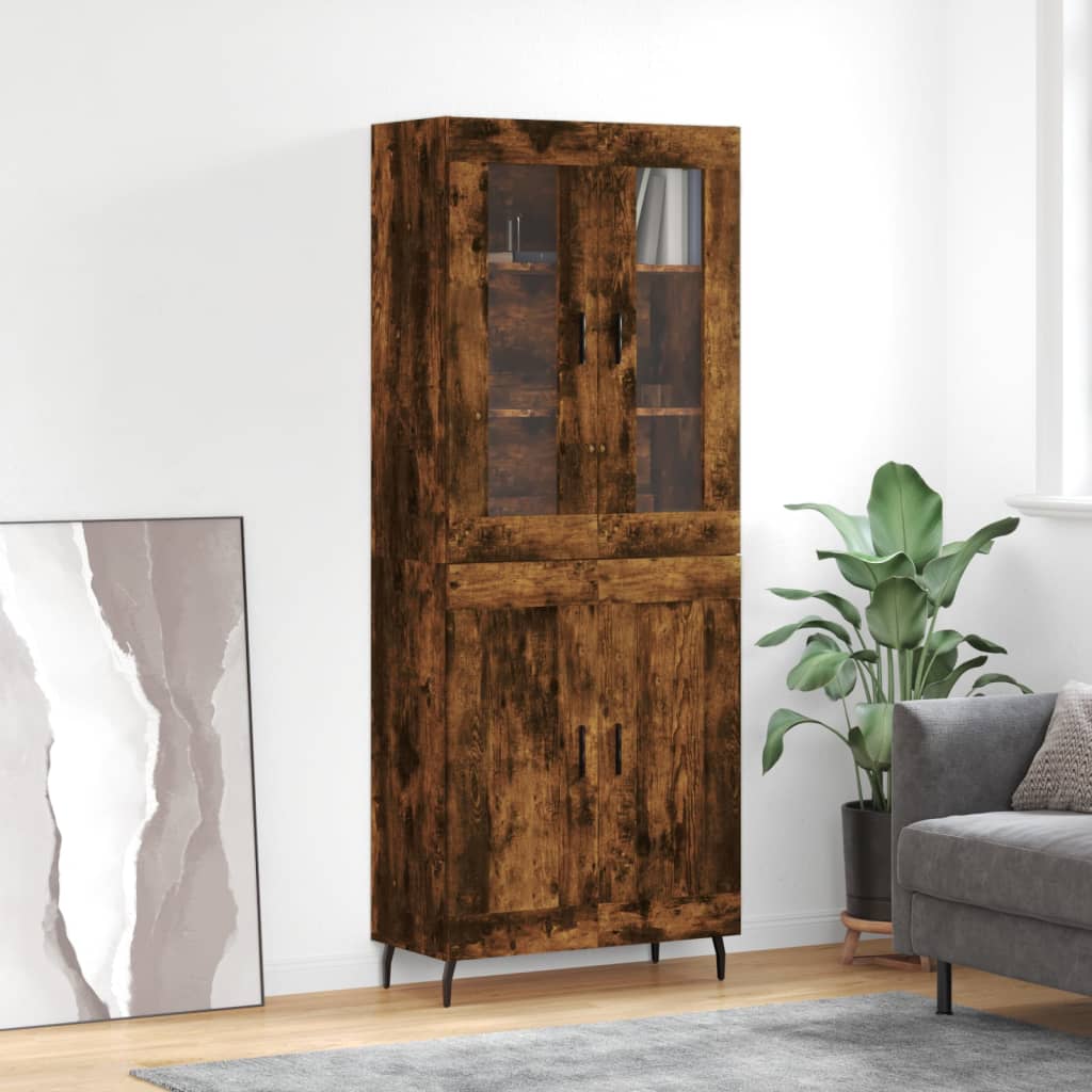 Highboard 69.5x34x180 cm Engineered Wood 2 Wood Doors Smoked oak