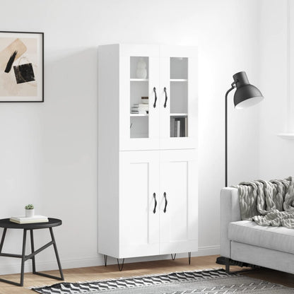 Highboard 69.5x34x180 cm Engineered Wood 2 Wood Doors White