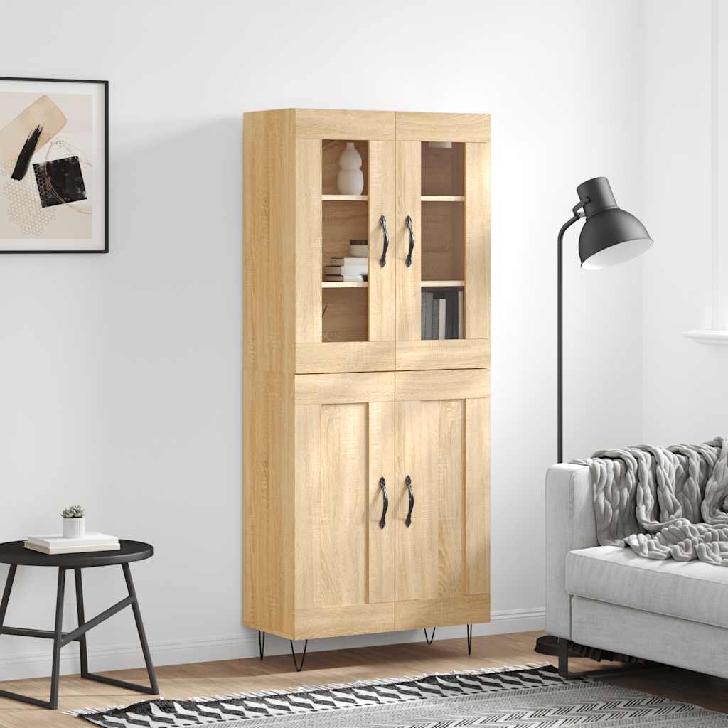 Highboard 69.5x34x180 cm Engineered Wood 2 Wood Doors Sonoma oak