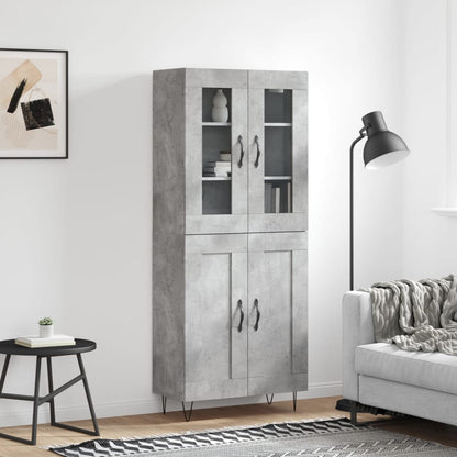 Highboard 69.5x34x180 cm Engineered Wood 2 Wood Doors Concrete grey