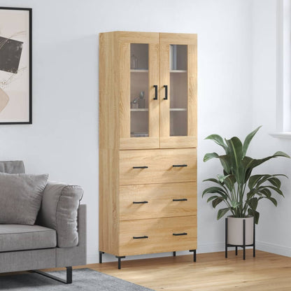 Highboard 69.5x34x180 cm Engineered Wood 3 Drawers Sonoma oak