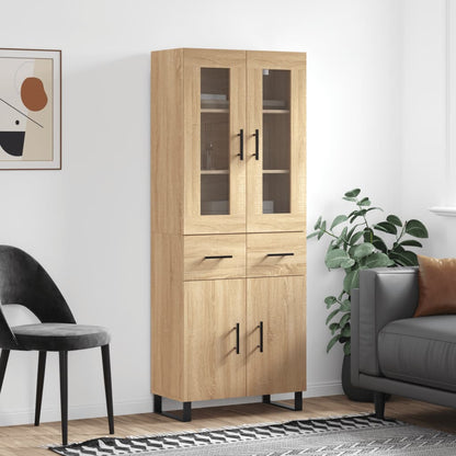 Highboard 69.5x34x180 cm Engineered Wood 2 Doors 2 Drawers Sonoma oak