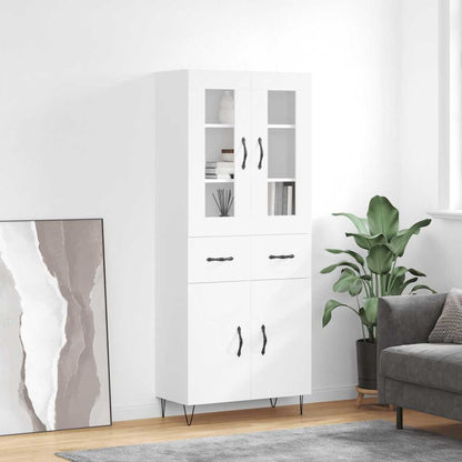 Highboard 69.5x34x180 cm Engineered Wood 2 Doors 2 Drawers White