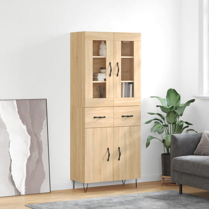 Highboard 69.5x34x180 cm Engineered Wood 2 Doors 2 Drawers Sonoma oak