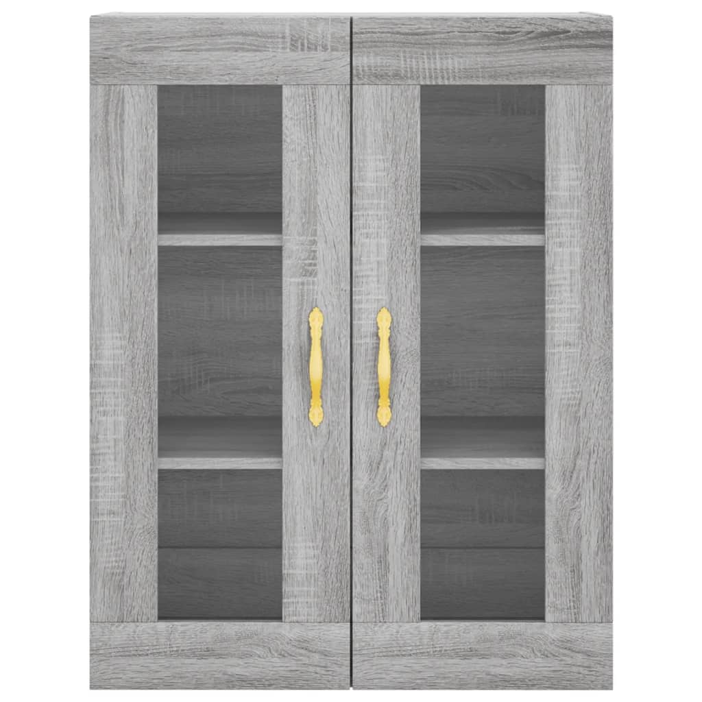 Highboard 69.5x34x180 cm Engineered Wood 1 Glass Door 3 Drawers Grey sonoma
