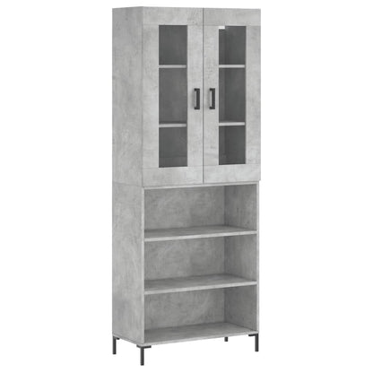 Highboard 69.5x34x180 cm Engineered Wood 3 Shelves Concrete grey