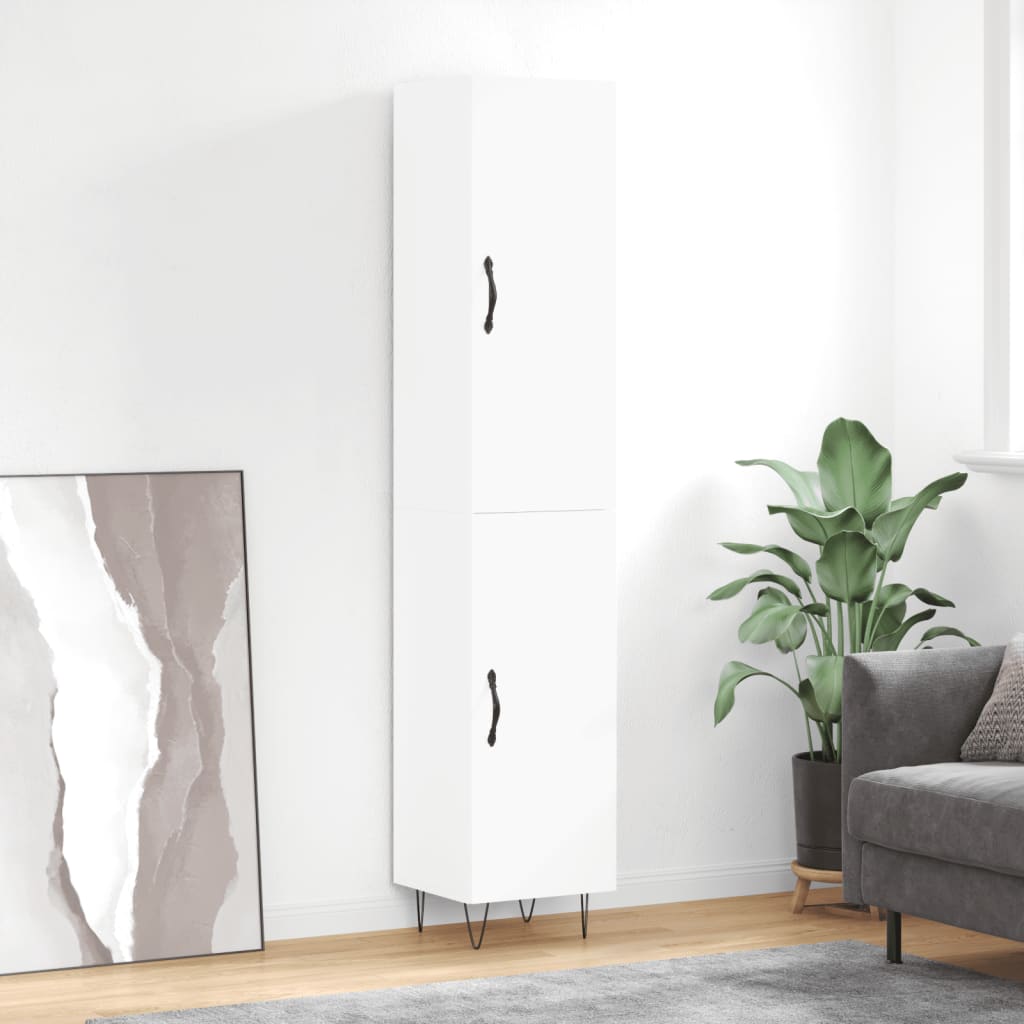 Highboard 34.5x34x180 cm Engineered Wood 1 Door White