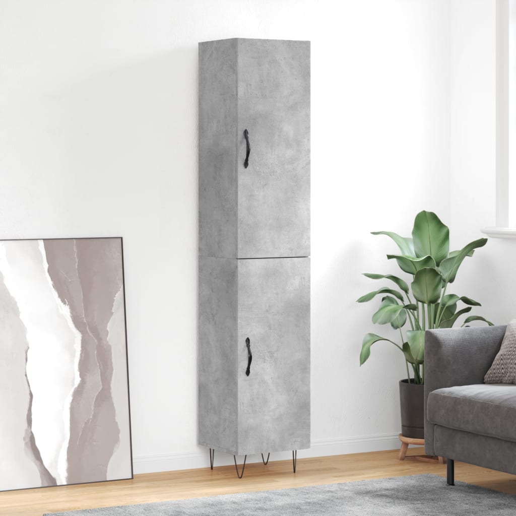 Highboard 34.5x34x180 cm Engineered Wood 1 Door Concrete grey