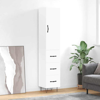 Highboard 34.5x34x180 cm Engineered Wood 3 Drawers White