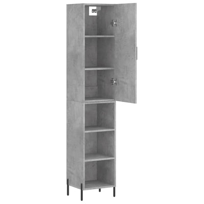 Highboard 34.5x34x180 cm Engineered Wood 3 Shelves Concrete grey
