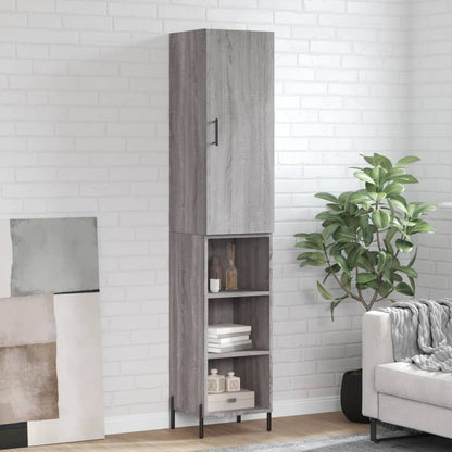 Highboard 34.5x34x180 cm Engineered Wood 3 Shelves Grey sonoma