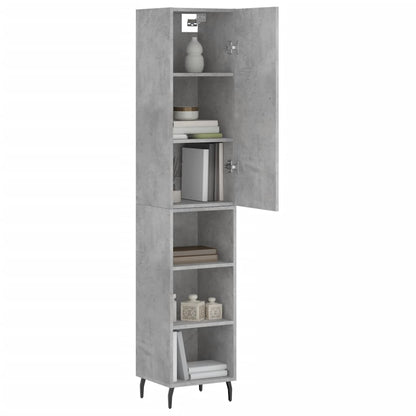 Highboard 34.5x34x180 cm Engineered Wood 3 Shelves Concrete grey