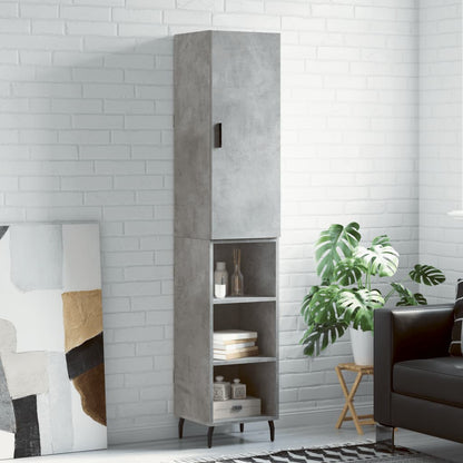 Highboard 34.5x34x180 cm Engineered Wood 3 Shelves Concrete grey
