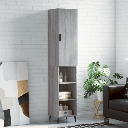 Highboard 34.5x34x180 cm Engineered Wood 3 Shelves Grey sonoma