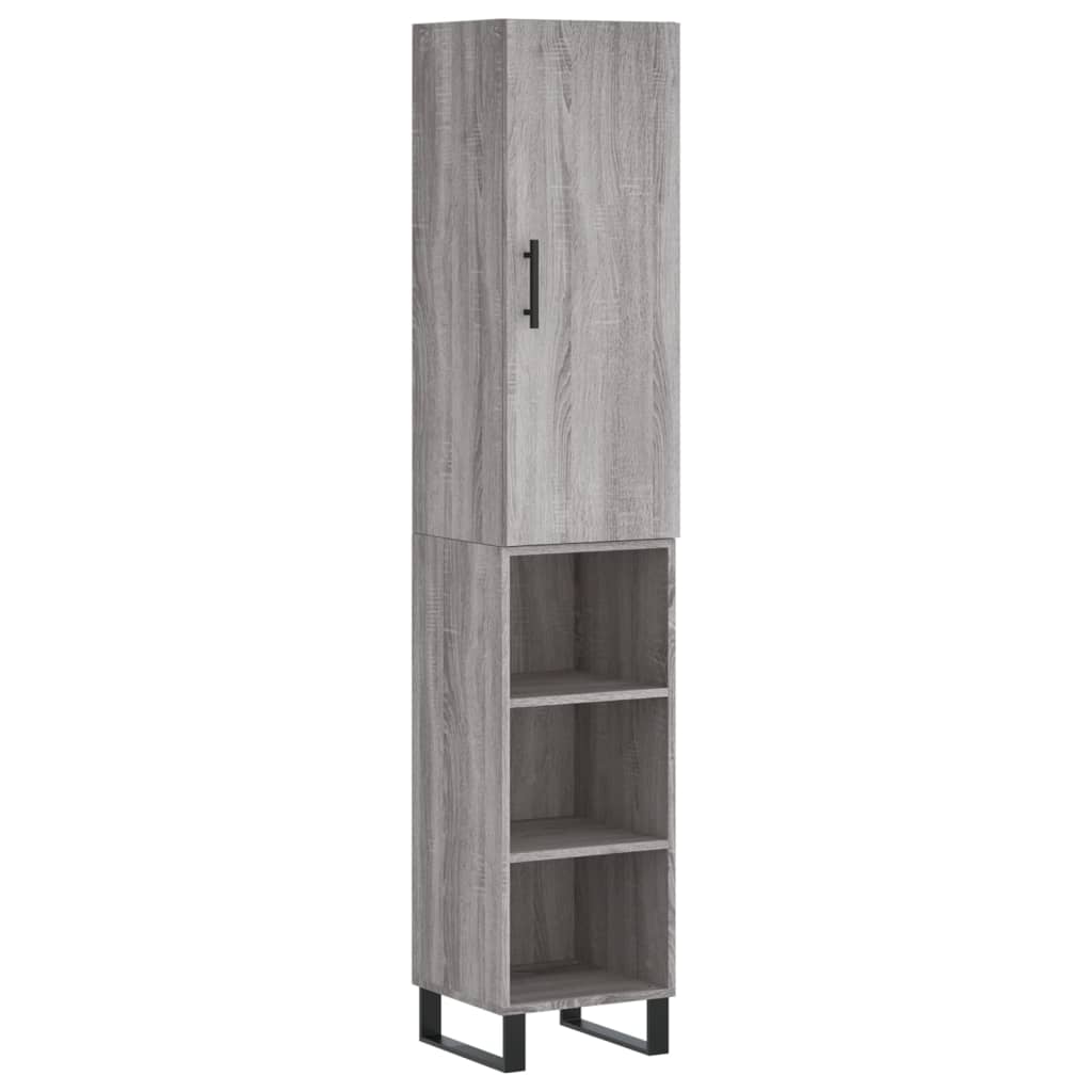 Highboard 34.5x34x180 cm Engineered Wood 3 Shelves Grey sonoma