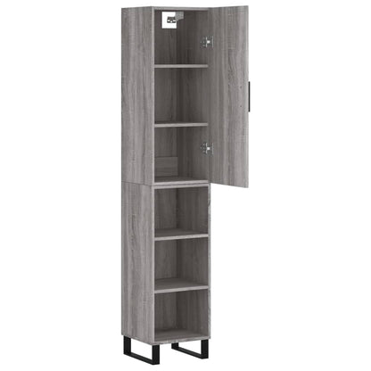 Highboard 34.5x34x180 cm Engineered Wood 3 Shelves Grey sonoma