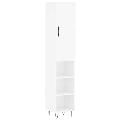 Highboard 34.5x34x180 cm Engineered Wood 3 Shelves White