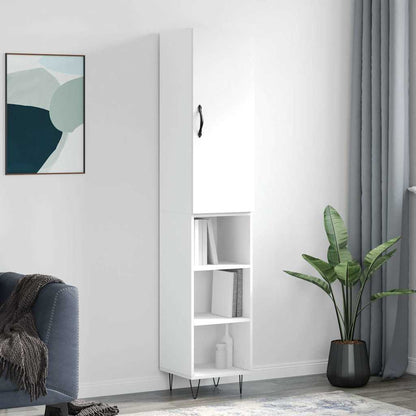 Highboard 34.5x34x180 cm Engineered Wood 3 Shelves White