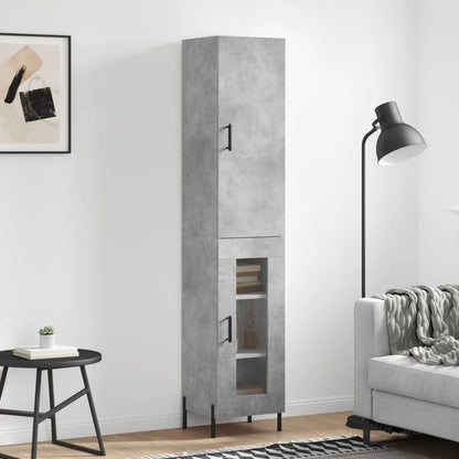 Highboard 34.5x34x180 cm Engineered Wood 1 Glass Door Concrete grey