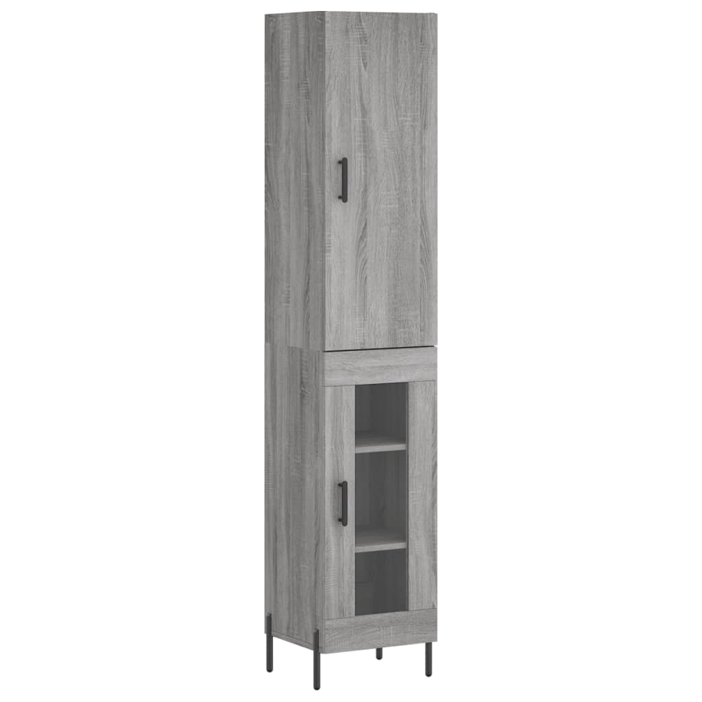 Highboard 34.5x34x180 cm Engineered Wood 1 Glass Door Grey sonoma