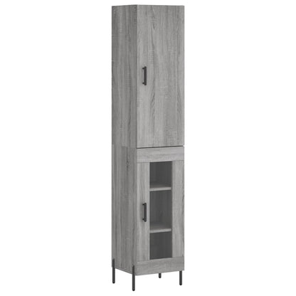 Highboard 34.5x34x180 cm Engineered Wood 1 Glass Door Grey sonoma
