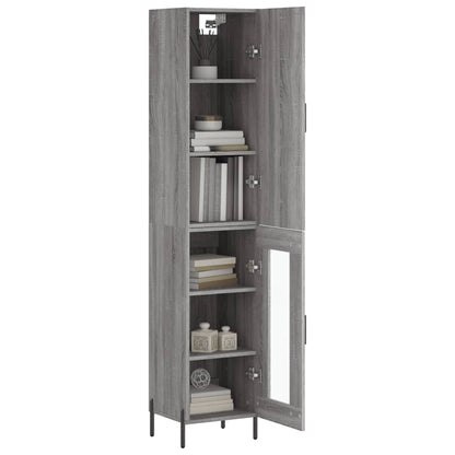 Highboard 34.5x34x180 cm Engineered Wood 1 Glass Door Grey sonoma