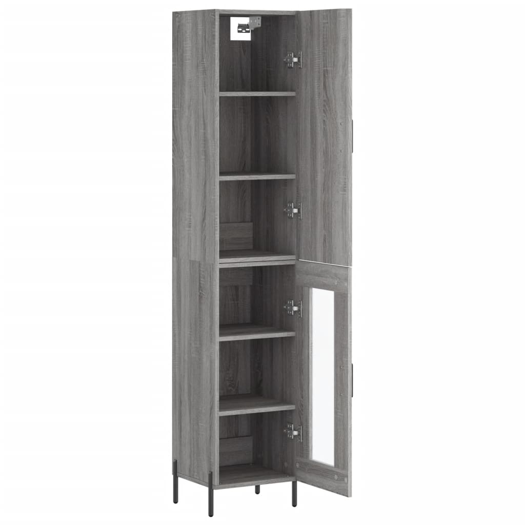 Highboard 34.5x34x180 cm Engineered Wood 1 Glass Door Grey sonoma