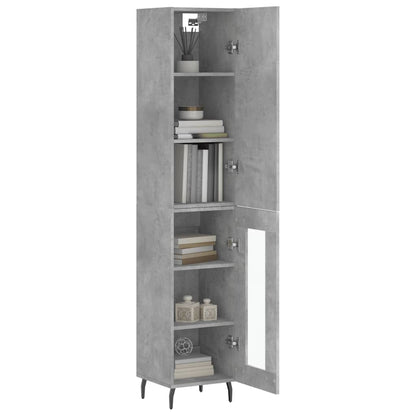Highboard 34.5x34x180 cm Engineered Wood 1 Glass Door Concrete grey
