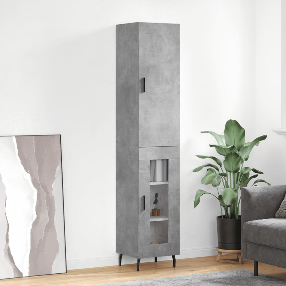vidaXL Highboard 34.5x34x180 cm Engineered Wood 1 Glass Door