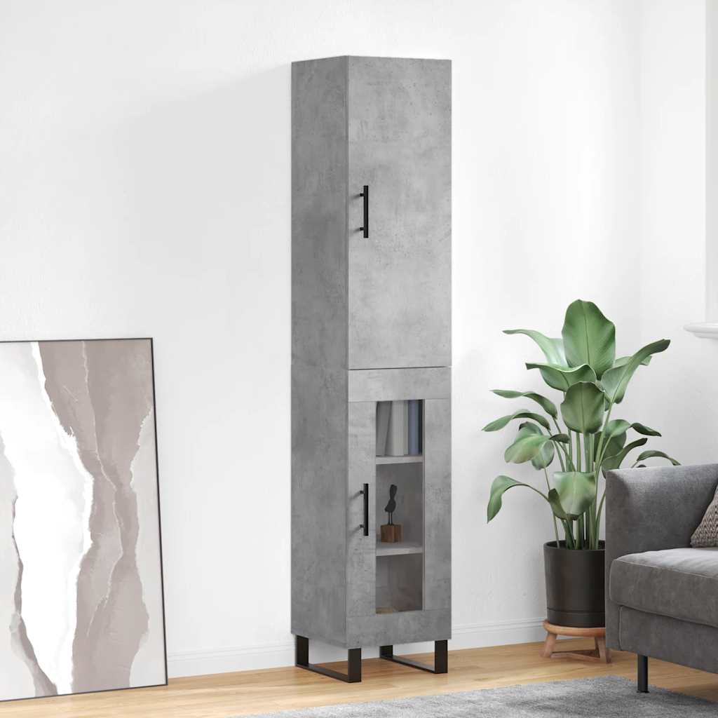 vidaXL Highboard Concrete Grey 34,5x34x180 cm Engineered Wood 1