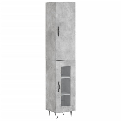 Highboard 34.5x34x180 cm Engineered Wood 1 Glass Door Concrete grey
